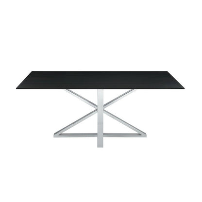 Neveen Rectangular X-cross Dining Table Black and Chrome 110191