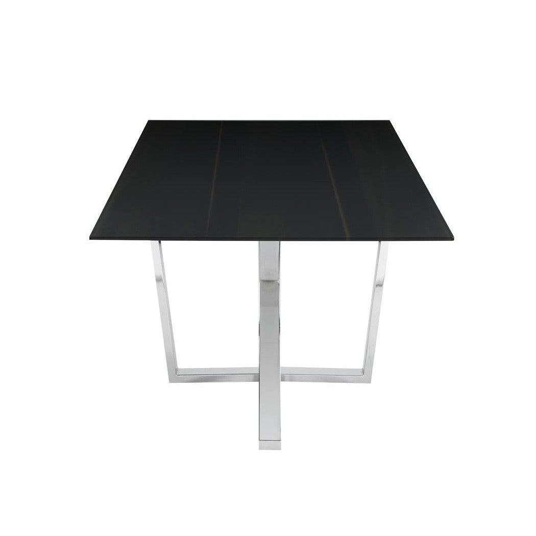 Neveen Rectangular X-cross Dining Table Black and Chrome 110191
