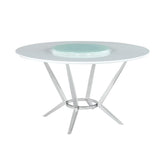 Abby Round Dining Table with Lazy Susan White and Chrome 110321