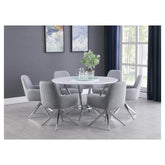 Abby Round Dining Table with Lazy Susan White and Chrome 110321