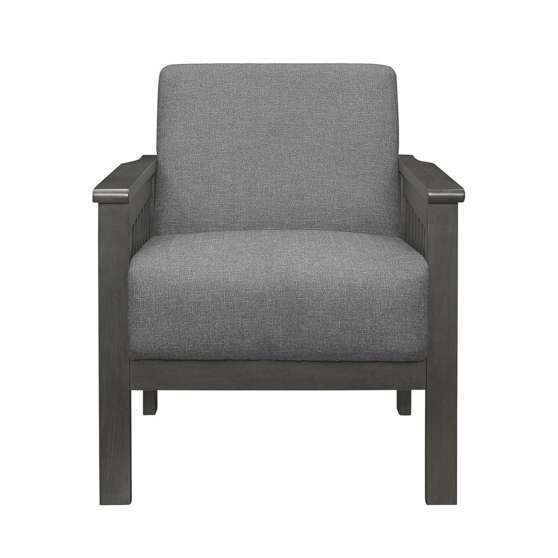 Accent Chair, Mission Arm, Gray 100% Polyester 1104GY-1