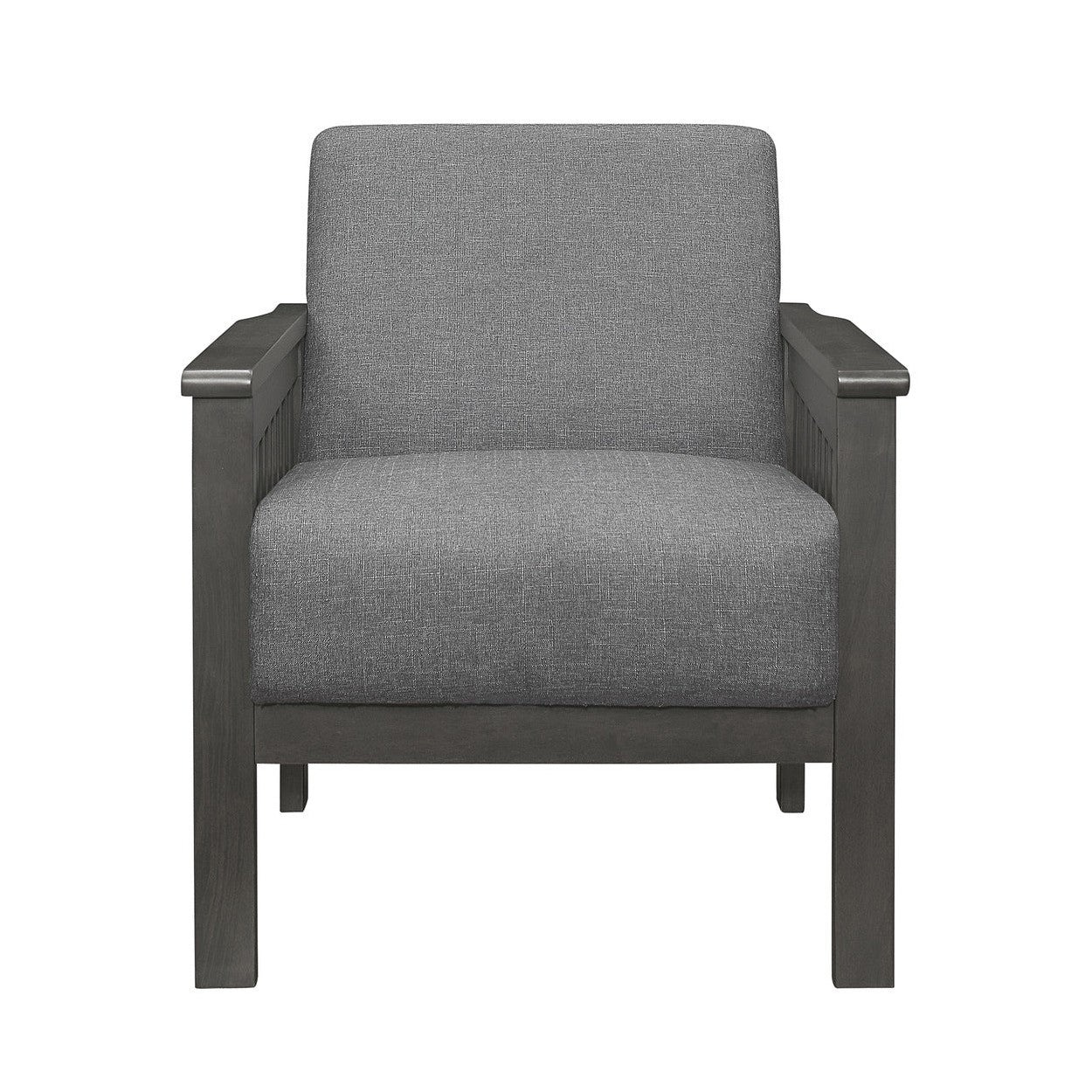 Accent Chair, Mission Arm, Gray 100% Polyester 1104GY-1