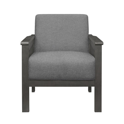 Accent Chair, Mission Arm, Gray 100% Polyester 1104GY-1