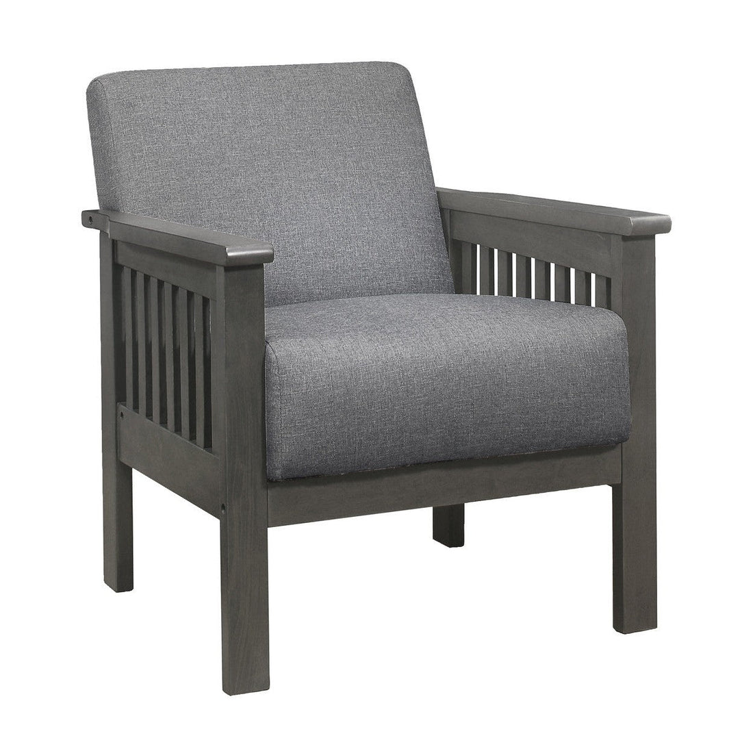 Accent Chair, Mission Arm, Gray 100% Polyester 1104GY-1