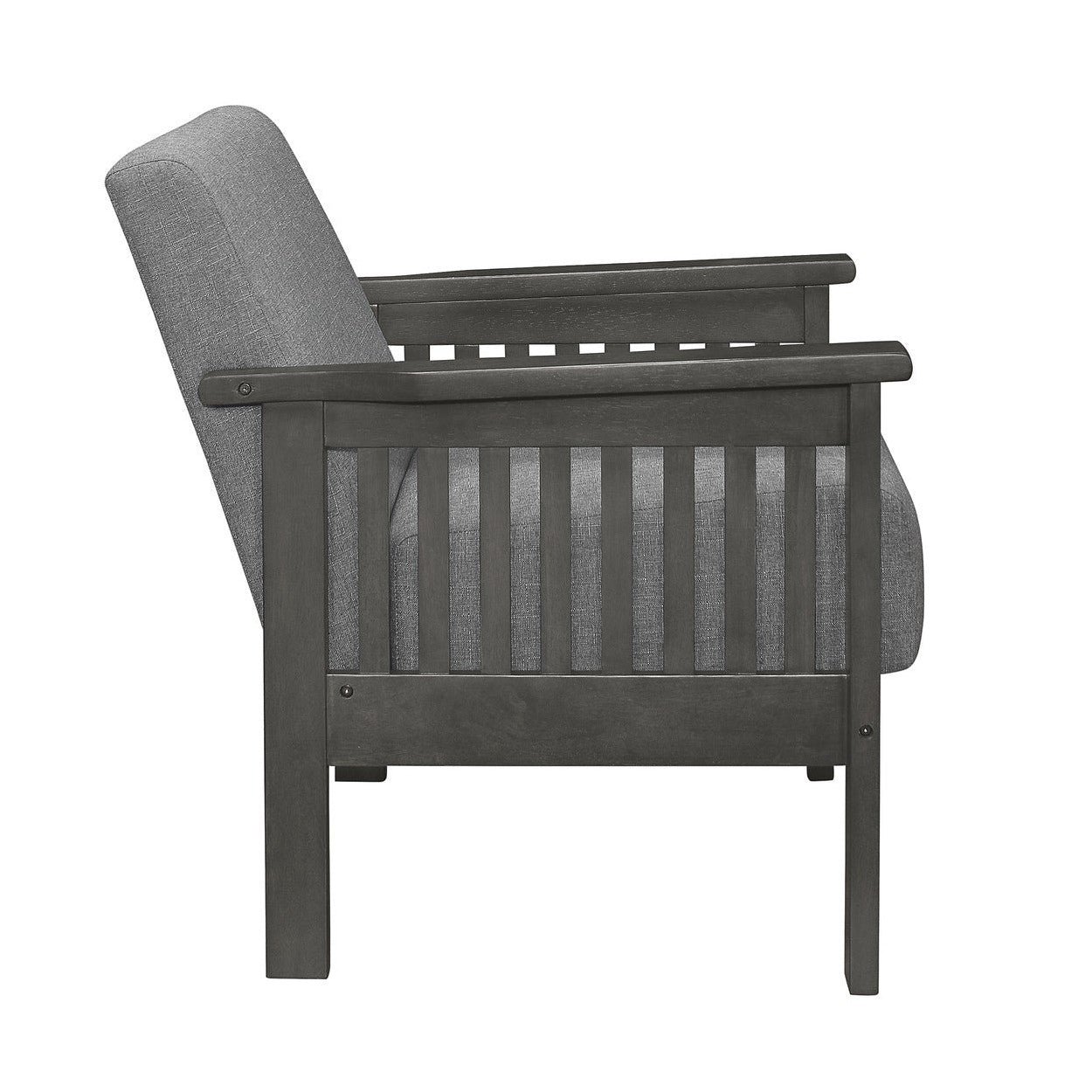 Accent Chair, Mission Arm, Gray 100% Polyester 1104GY-1