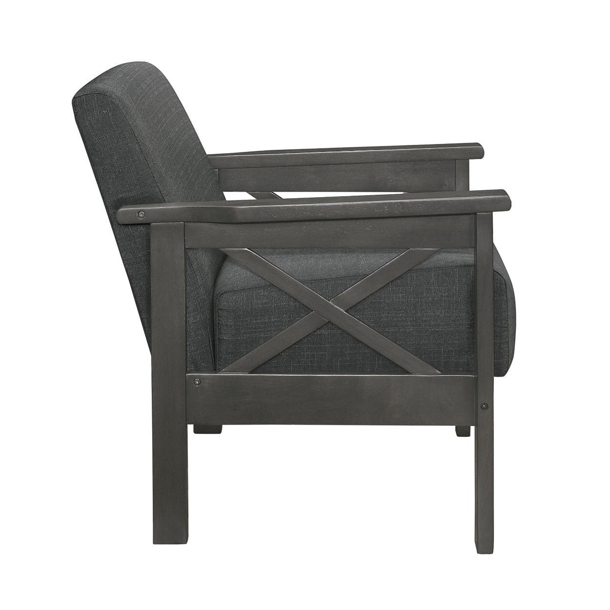 Accent Chair, X Arm, Dark Gray 100% Polyester 1105DG-1