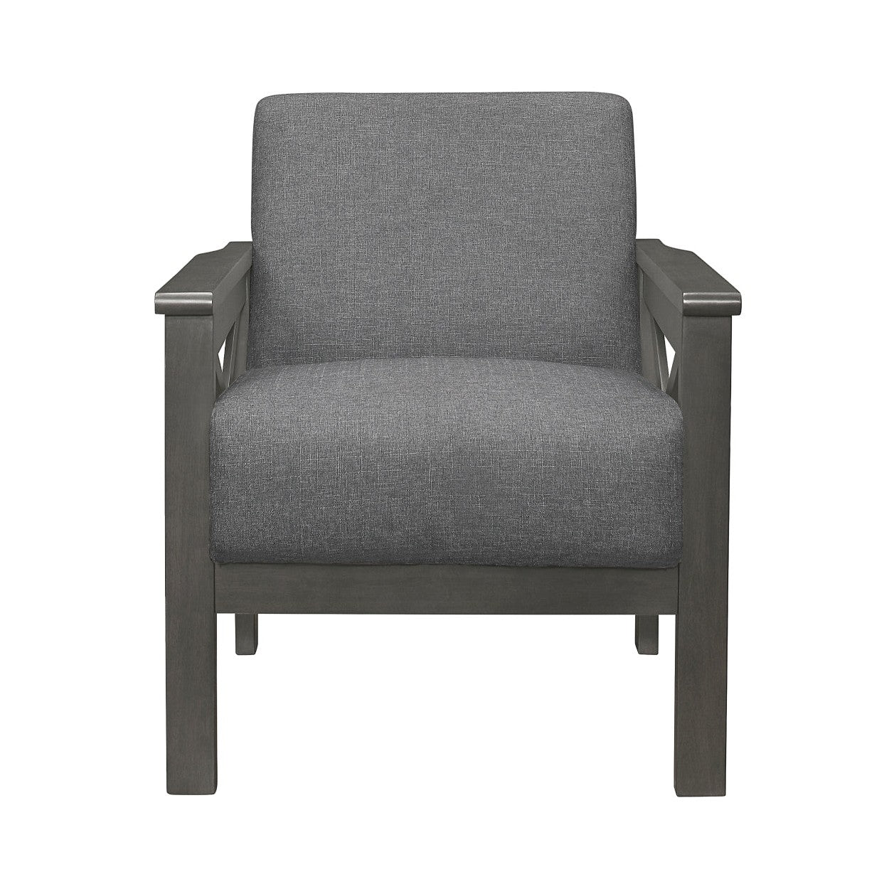 Accent Chair, X Arm, Gray 100% Polyester 1105GY-1