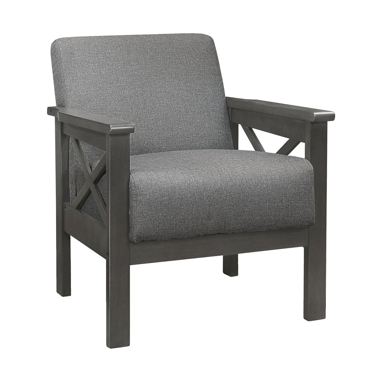 Accent Chair, X Arm, Gray 100% Polyester 1105GY-1