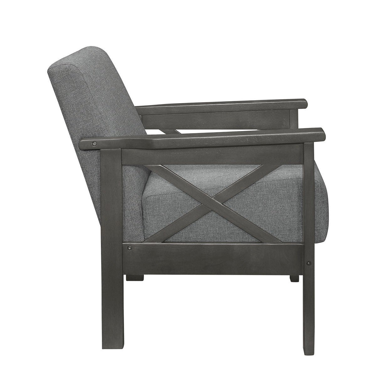 Accent Chair, X Arm, Gray 100% Polyester 1105GY-1