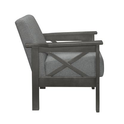 Accent Chair, X Arm, Gray 100% Polyester 1105GY-1