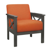 Accent Chair, X Arm, Orange 100% Polyester 1105RN-1
