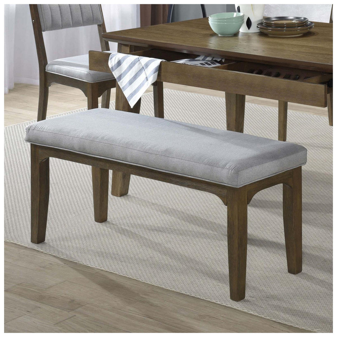 Rayleene Upholstered Bench Grey and Medium Brown 110736