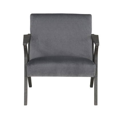 ACCENT CHAIR, GRAY VELVET 1111GY-1
