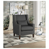 ACCENT CHAIR W/ KIDNEY PILLOW, DARK GRAY 100% POLYESTER 1114DG-1
