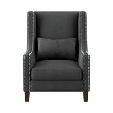 ACCENT CHAIR W/ KIDNEY PILLOW, DARK GRAY 100% POLYESTER 1114DG-1