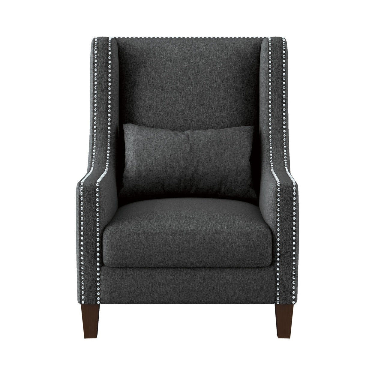 ACCENT CHAIR W/ KIDNEY PILLOW, DARK GRAY 100% POLYESTER 1114DG-1