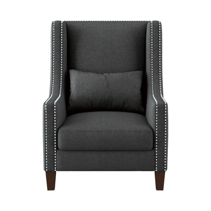 ACCENT CHAIR W/ KIDNEY PILLOW, DARK GRAY 100% POLYESTER 1114DG-1