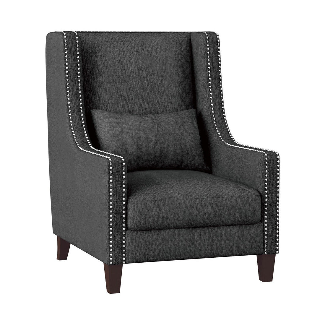 ACCENT CHAIR W/ KIDNEY PILLOW, DARK GRAY 100% POLYESTER 1114DG-1