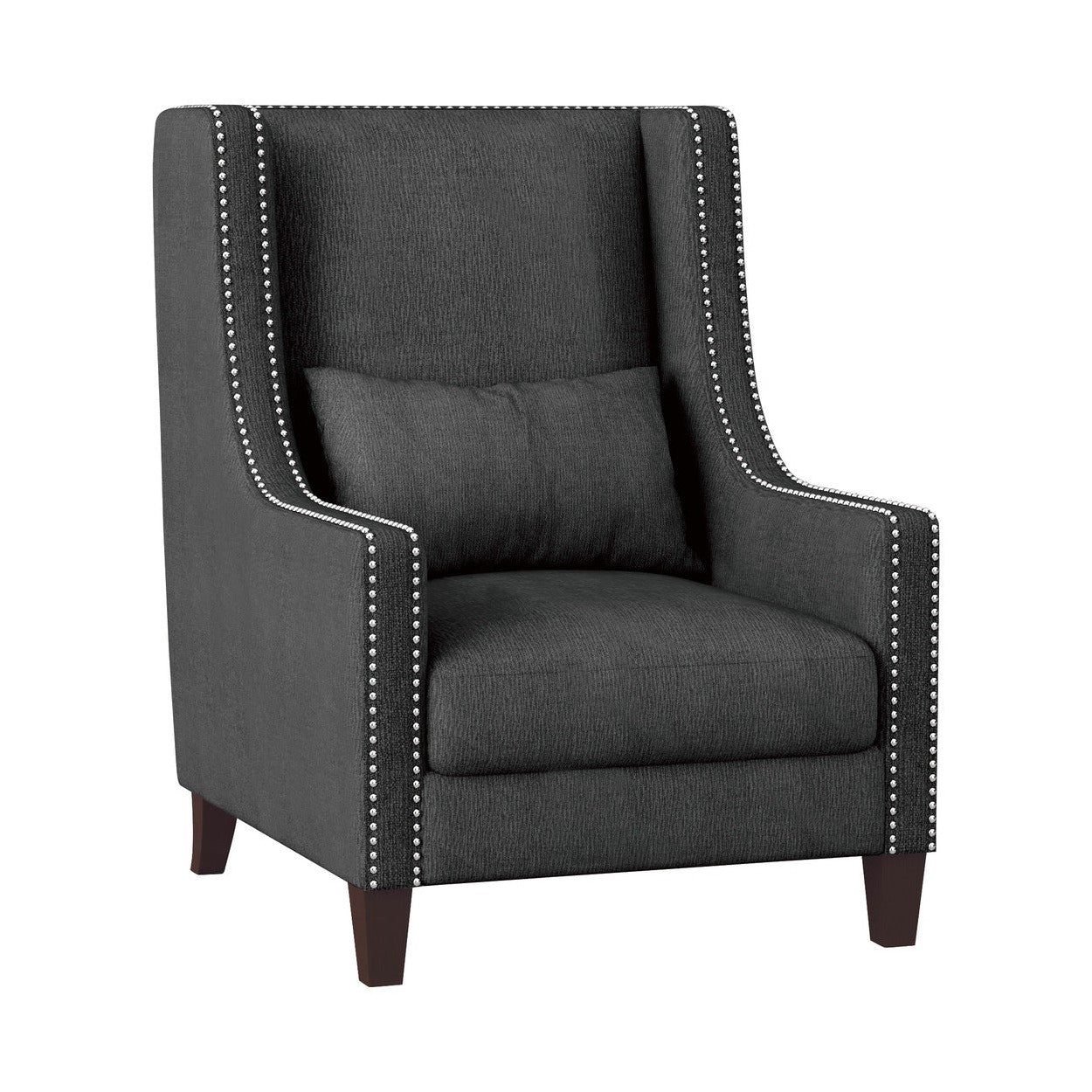 ACCENT CHAIR W/ KIDNEY PILLOW, DARK GRAY 100% POLYESTER 1114DG-1