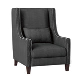 ACCENT CHAIR W/ KIDNEY PILLOW, DARK GRAY 100% POLYESTER 1114DG-1