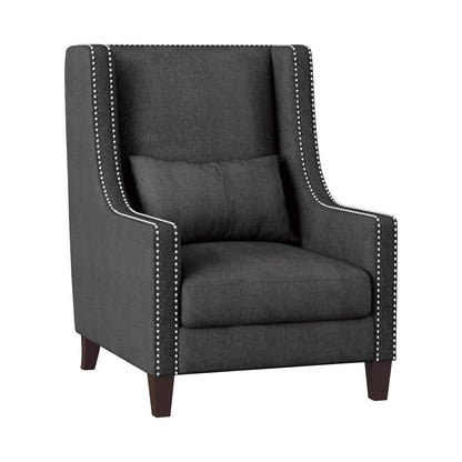 ACCENT CHAIR W/ KIDNEY PILLOW, DARK GRAY 100% POLYESTER 1114DG-1