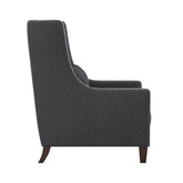 ACCENT CHAIR W/ KIDNEY PILLOW, DARK GRAY 100% POLYESTER 1114DG-1