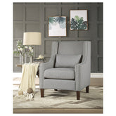 ACCENT CHAIR W/ KIDNEY PILLOW, LIGHT GRAY 100% POLYESTER 1114GY-1