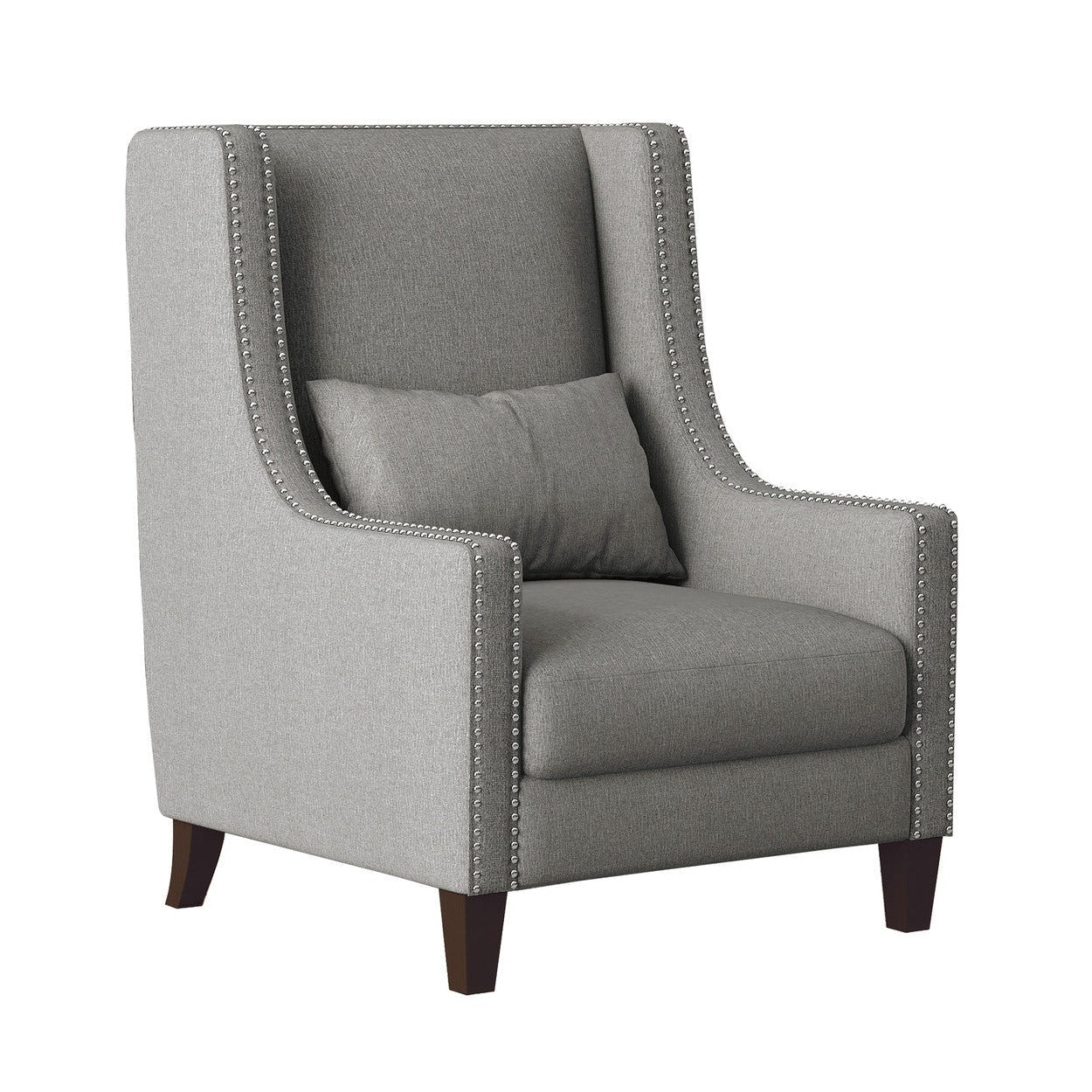 ACCENT CHAIR W/ KIDNEY PILLOW, LIGHT GRAY 100% POLYESTER 1114GY-1