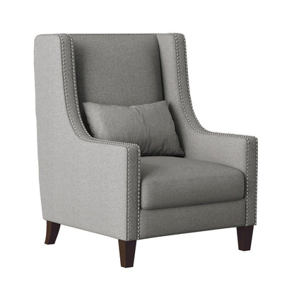 ACCENT CHAIR W/ KIDNEY PILLOW, LIGHT GRAY 100% POLYESTER 1114GY-1
