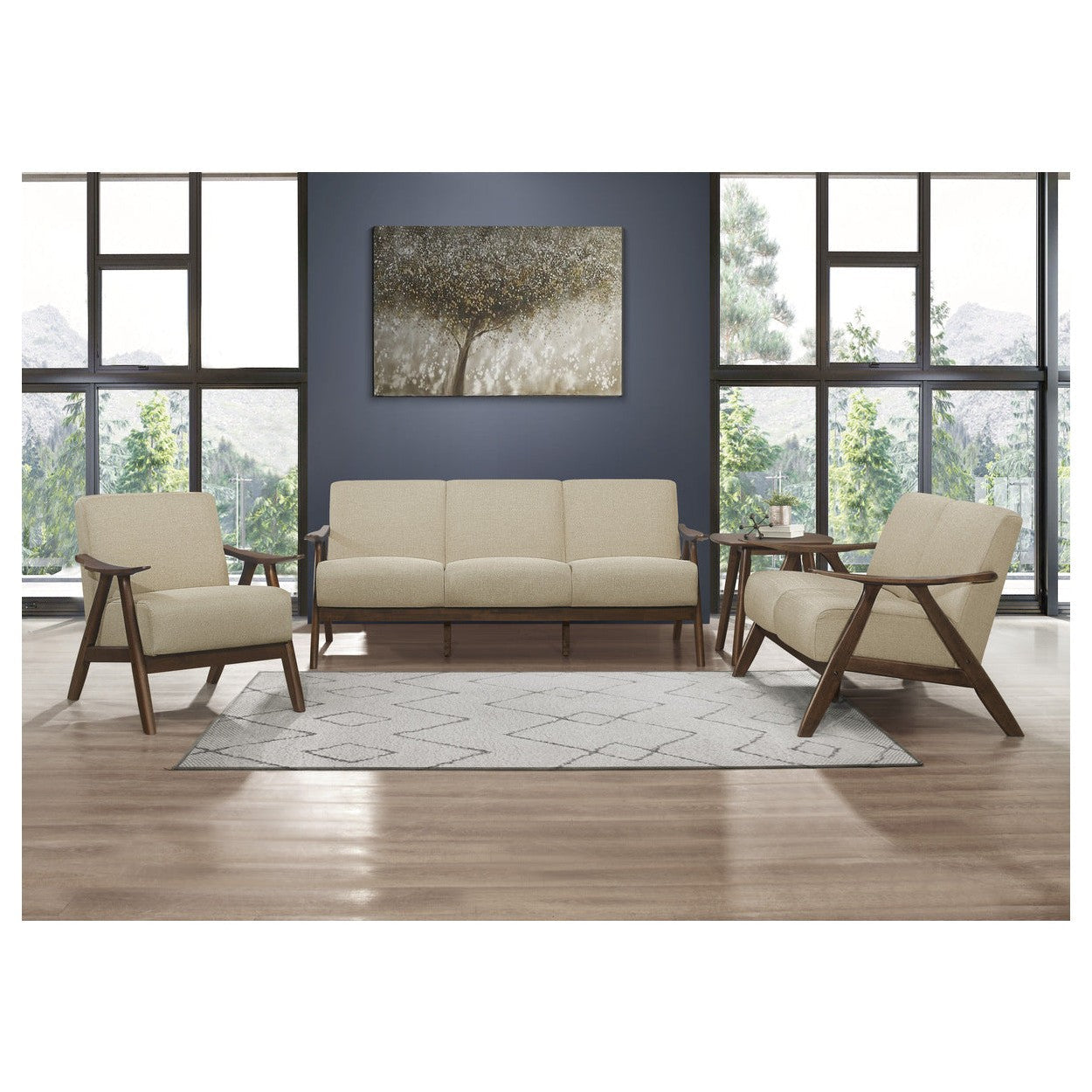 ACCENT CHAIR, LIGHT BROWN FABRIC (3A) 1138BR-1
