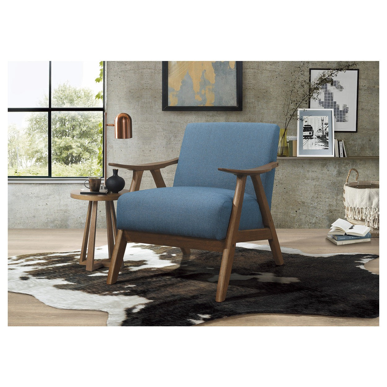 ACCENT CHAIR, BLUE FABRIC (3A) 1138BU-1