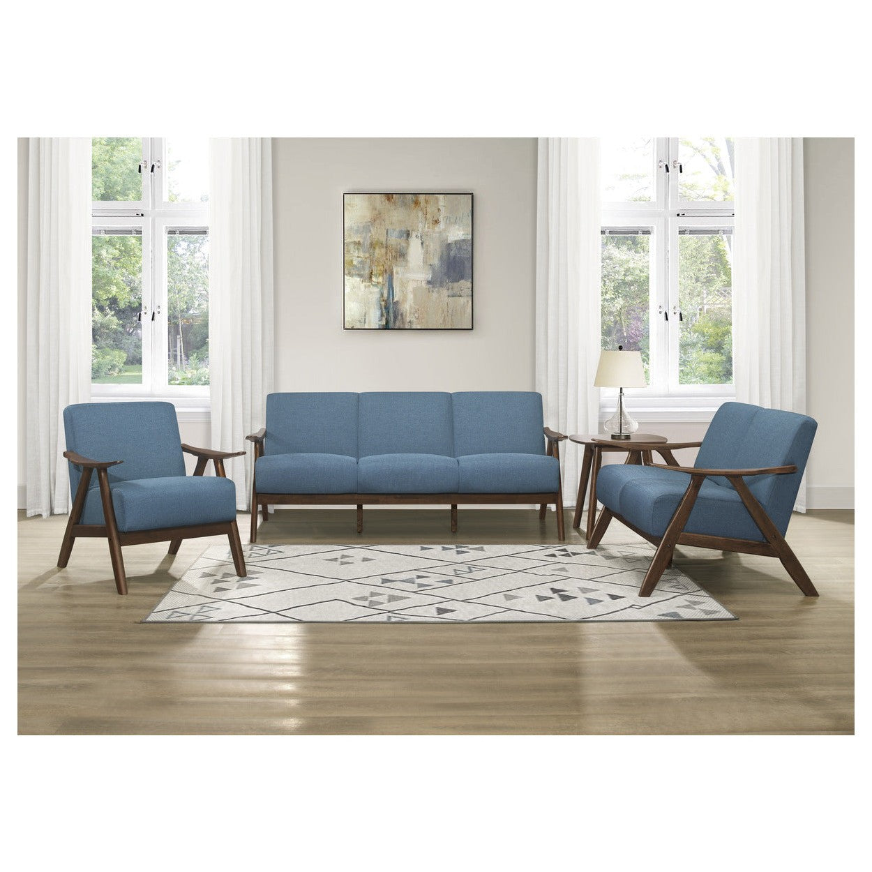 ACCENT CHAIR, BLUE FABRIC (3A) 1138BU-1