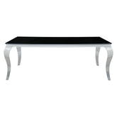 Carone Rectangular Glass Top Dining Table Black and Chrome 115071