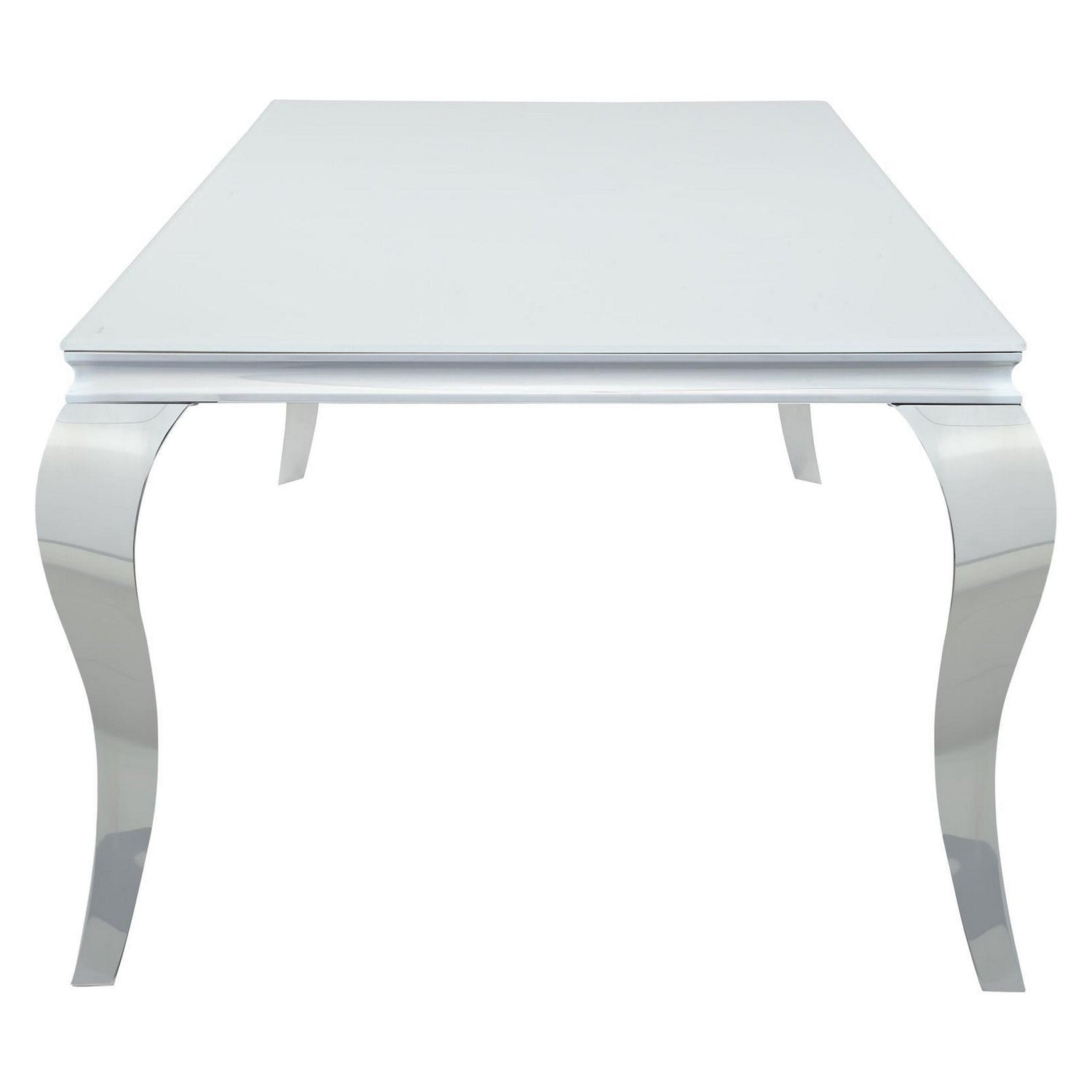 Carone Rectangular Glass Top Dining Table White and Chrome 115081