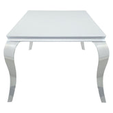 Carone Rectangular Glass Top Dining Table White and Chrome 115081