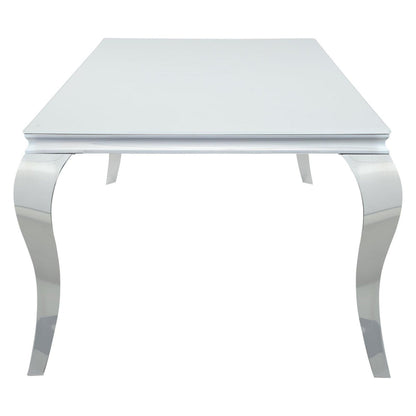 Carone Rectangular Glass Top Dining Table White and Chrome 115081
