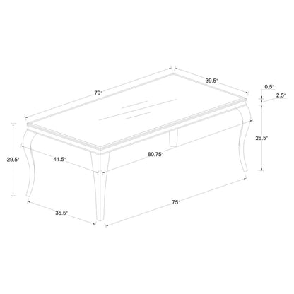 Carone Rectangular Glass Top Dining Table White and Chrome 115081