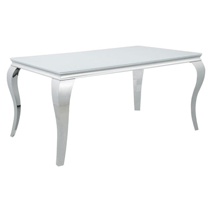 Carone Glass Top Dining Table White and Chrome 115091