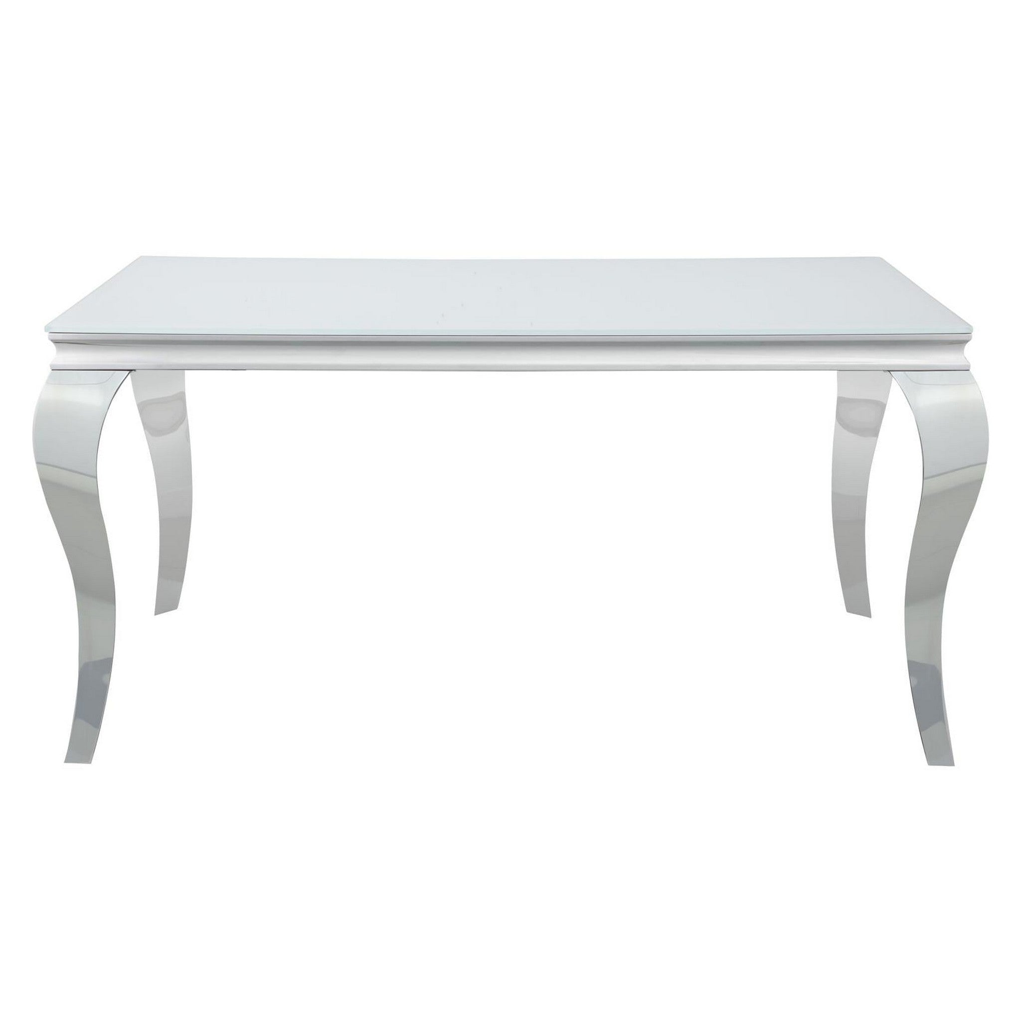 Carone Glass Top Dining Table White and Chrome 115091