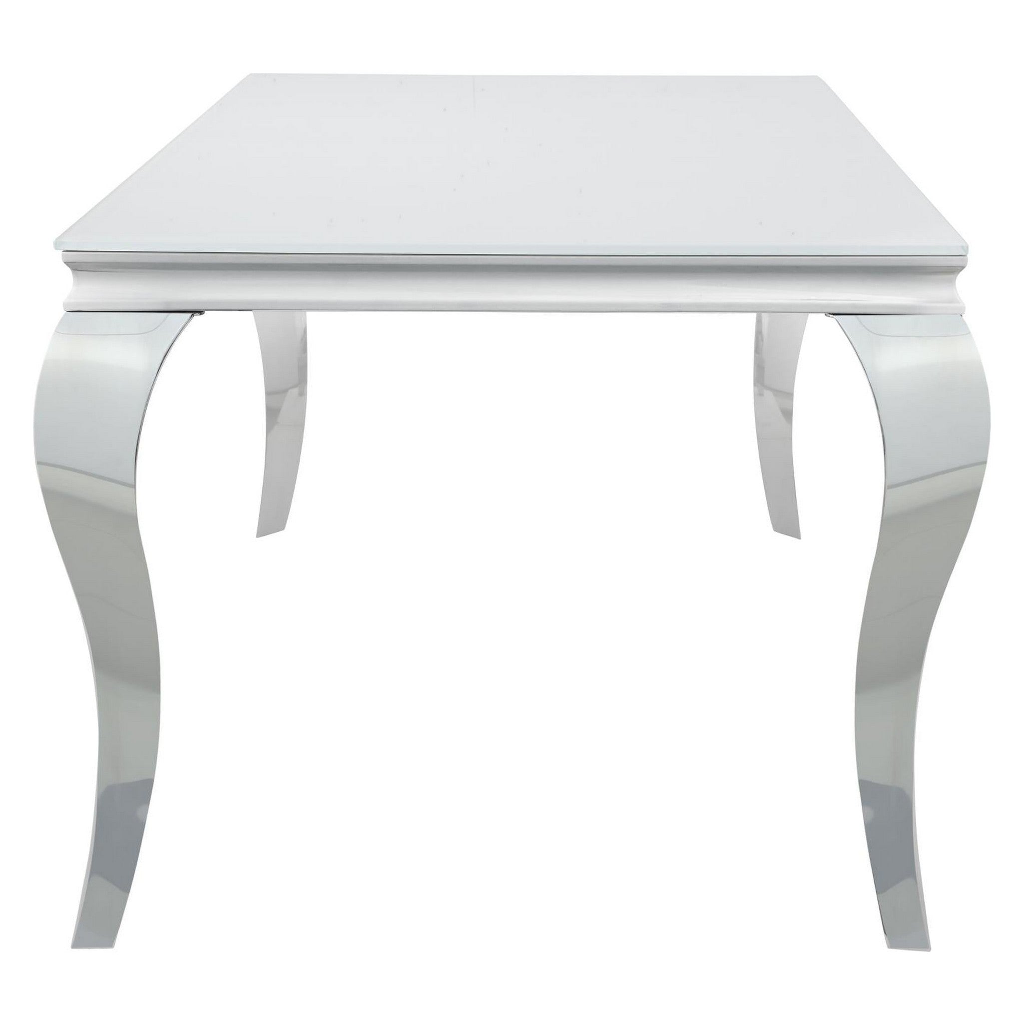 Carone Glass Top Dining Table White and Chrome 115091