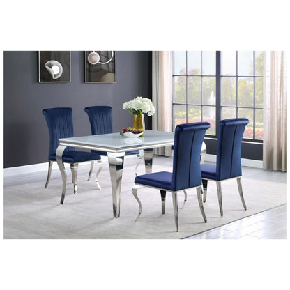 Carone Glass Top Dining Table White and Chrome 115091