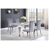Carone Glass Top Dining Table White and Chrome 115091