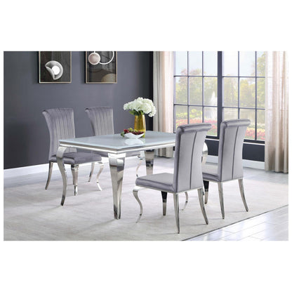Carone Glass Top Dining Table White and Chrome 115091