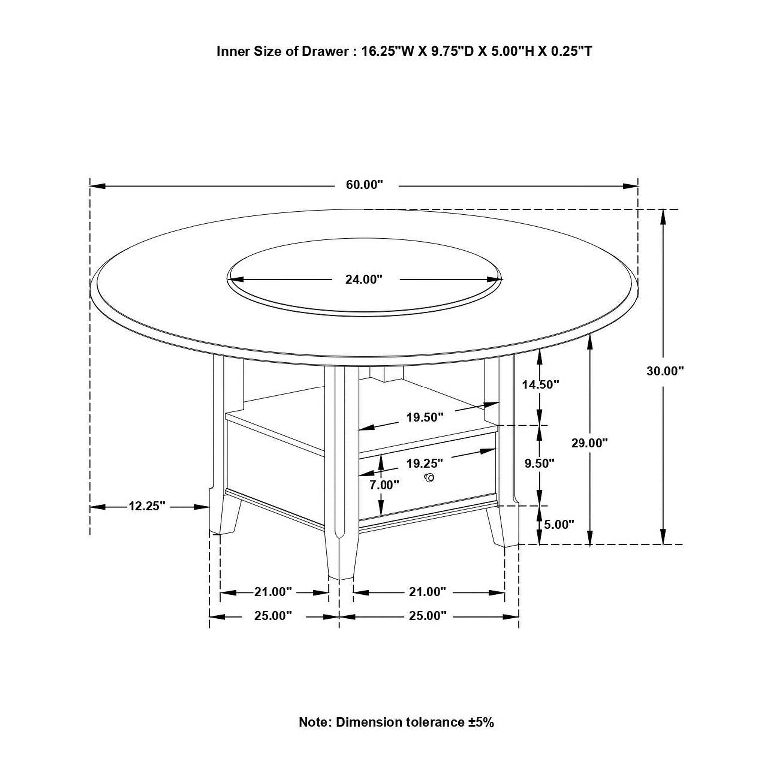 Twyla Round Dining Table with Removable Lazy Susan Dark Cocoa 115101