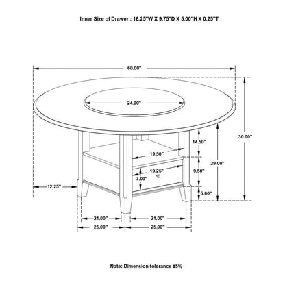 Twyla Round Dining Table with Removable Lazy Susan Dark Cocoa 115101