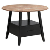 Gibson 1-drawer Round Counter Height Table Yukon Oak and Black 115158