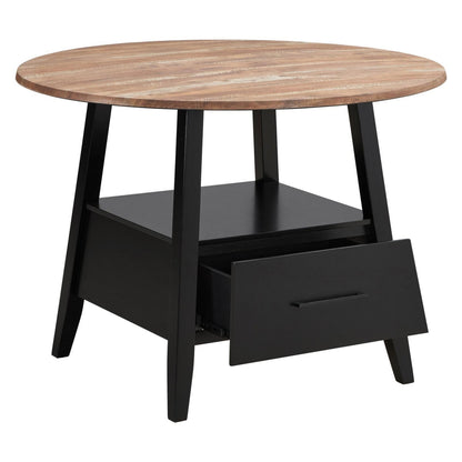 Gibson 1-drawer Round Counter Height Table Yukon Oak and Black 115158