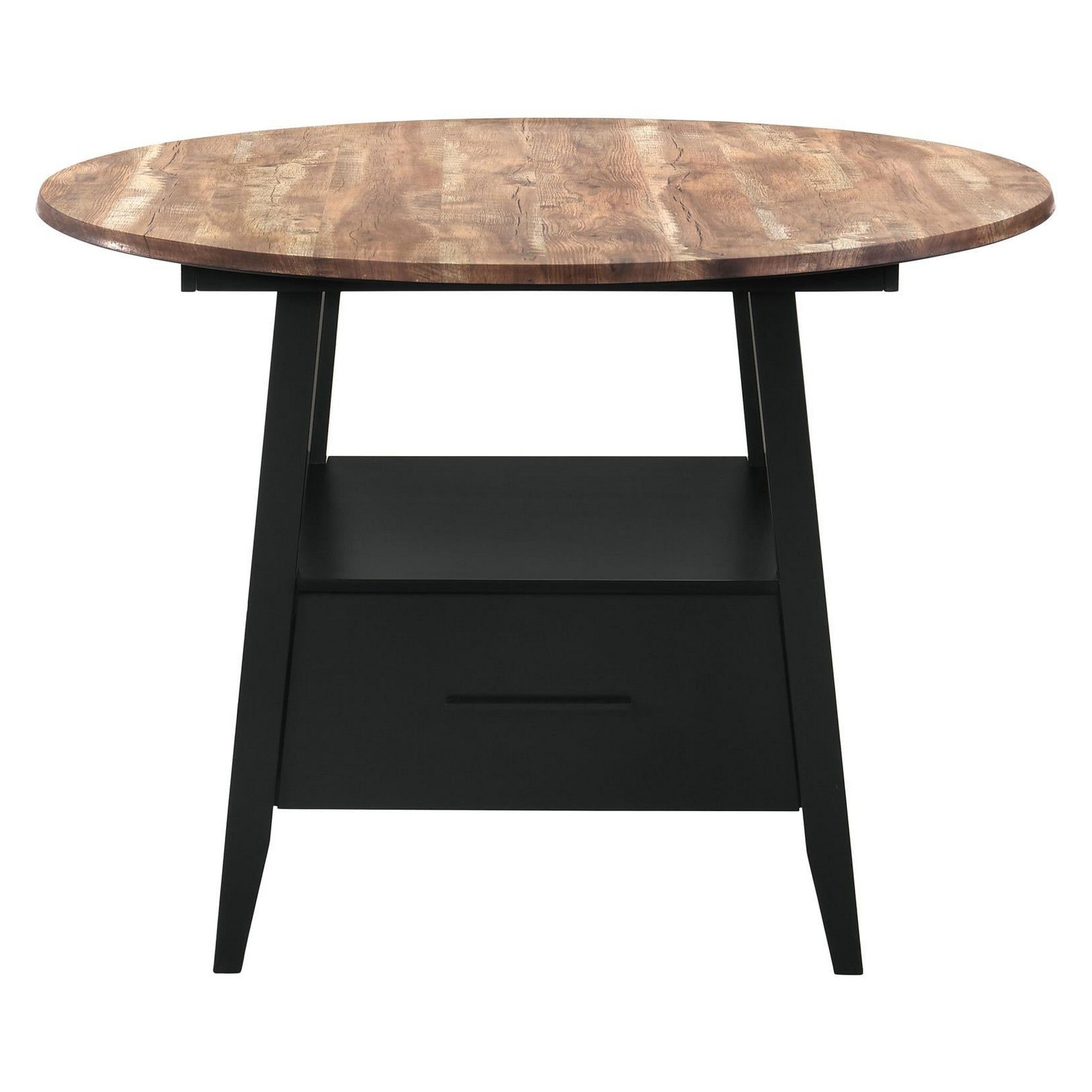 Gibson 1-drawer Round Counter Height Table Yukon Oak and Black 115158