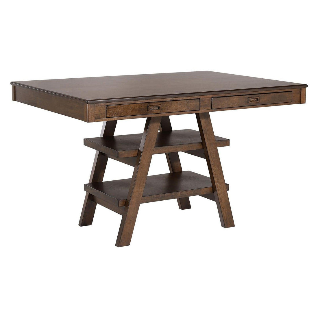 Dewey 2-drawer Counter Height Table with Open Shelves Walnut 115208
