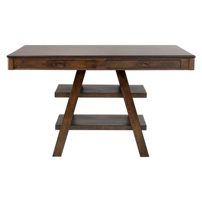 Dewey 2-drawer Counter Height Table with Open Shelves Walnut 115208